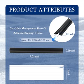 4PCS Car Cable Management Sleeve with Adhesive Backing,Concealed Cable Sleeve for Organizing Vehicle Recorder and USB Cables,Cuttable Car Accessories Wire Cover Fits 5mm Cables