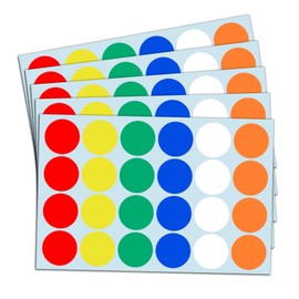 960 Pieces - 25mm Coloured Dot Stickers, Round Sticky Labels - 6 Assorted Colours