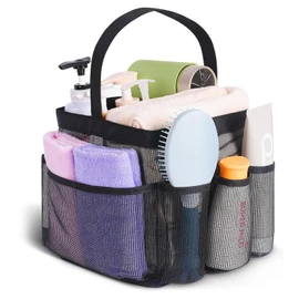 RIKONDA Heavy-Duty Mesh Shower Organizer with Reinforced Base, 8 Compartments for Travel, Gym & Dorm Essentials | 15x15x2cm | 100g