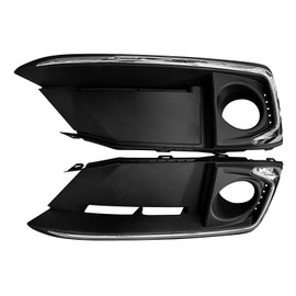 YLT AUTO Front Bumper Fog Light Cover Replacement Kit A Pair of Lamp Frame LH+RG Black Bezel Cover with Chrome Trim for 2019-2020 Honda Civic Coupe/Sedan