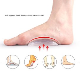 2 Pairs Arch Support Pad Shoe Pads， Foot sole support insole for Heels Foot Arch Compression Gel (Transparent, One size)