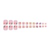 24 Pcs Colorful Flower French Tip Press on Toenails Square