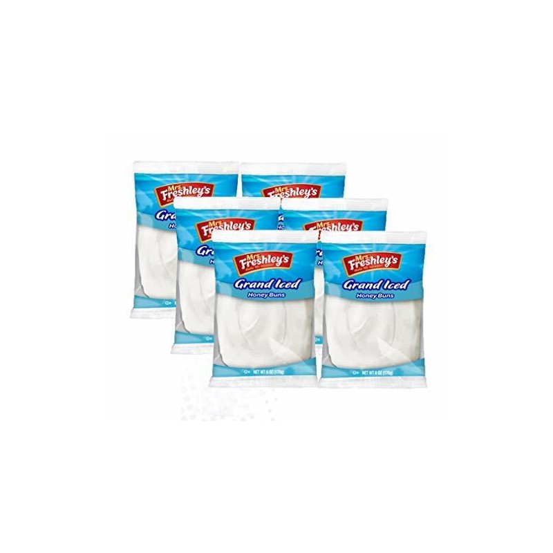 Mrs. Freshley's Grand White Iced Honey Buns, Individually Packaged, 6