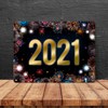 2021 New Year's Eve Metal Sign with Fireworks Motif Rocket