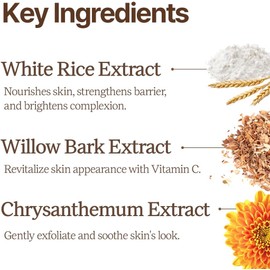 Tónico de salvado de arroz coreano para el rostro (tonifica, rejuvenece e hidrata), hidratante vegano con ácido hialurónico y extracto de salvado de arroz (6,76 fl oz)