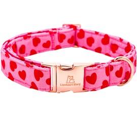 Lionheart glory Valentine's Day Collar, Red Hearts Dog Collars for Large Cute Dog Collars Spring Female Pet Gift Adjustable Heavy-Duty Dog Collar Holiday
