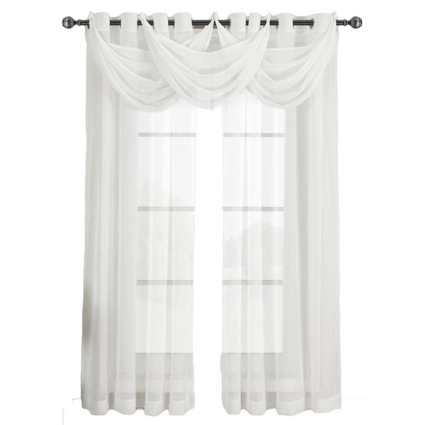 Royal Hotel Bedding Abri White Grommet Crushed Sheer Curtain Panel
