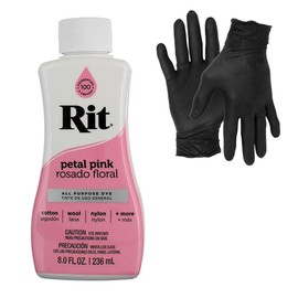 Dye – Rit Liquid Fabric Dye for Crafting, Clothing, and Décor – 8 oz. Bottle – with Artisx Nitrile Gloves Included (Petal Pink)
