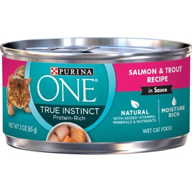 Purina ONE Natural, High Protein Cat Food, True Instinct Salmon and Trout Recipe in Sauce - (24) 3 oz. Pull-Top Cans