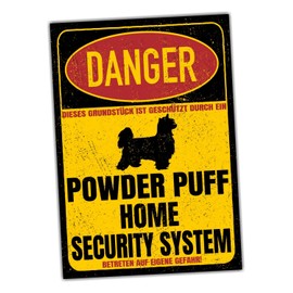 Powder Puff Danger Security System Door Sign Dog Sign Warning Sign Dog Crested Dog