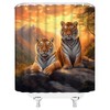Tiger Shower Curtain African Wildlife Animal Mountain Laying Under Stone