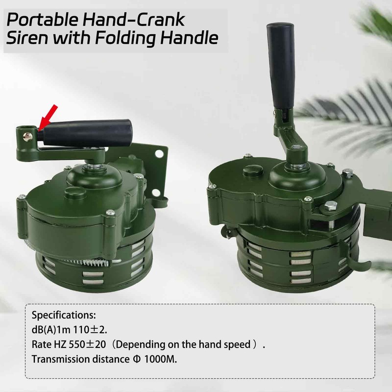 YuYBrightmi Base Mount Hand Crank Alarm Hand Crank Air Raid