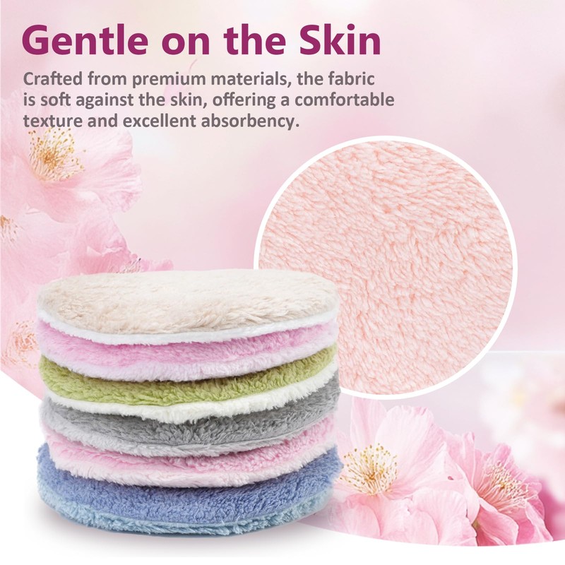 LOPHE 6 Pieces Washable Double Sided Oval Makeup Remover Pads