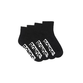 4 Pairs X Bonds Kids Logo Cushioned Quarter Crew Black Socks 13-3 Quarter Crew Socks