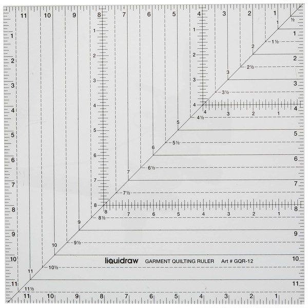 Liquidraw Square Quilting Ruler, Clear Acrylic Template, 12"