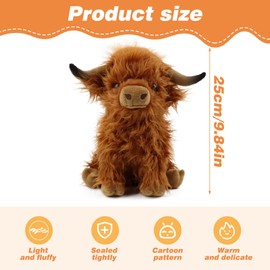 KFSCIP 1PCS Highland Cow Teddy,highland Cow Plush, Super Soft Plush Doll,very Cute,perfect to Display in The Living Room,study, Bedroom or as A Gift for Children.