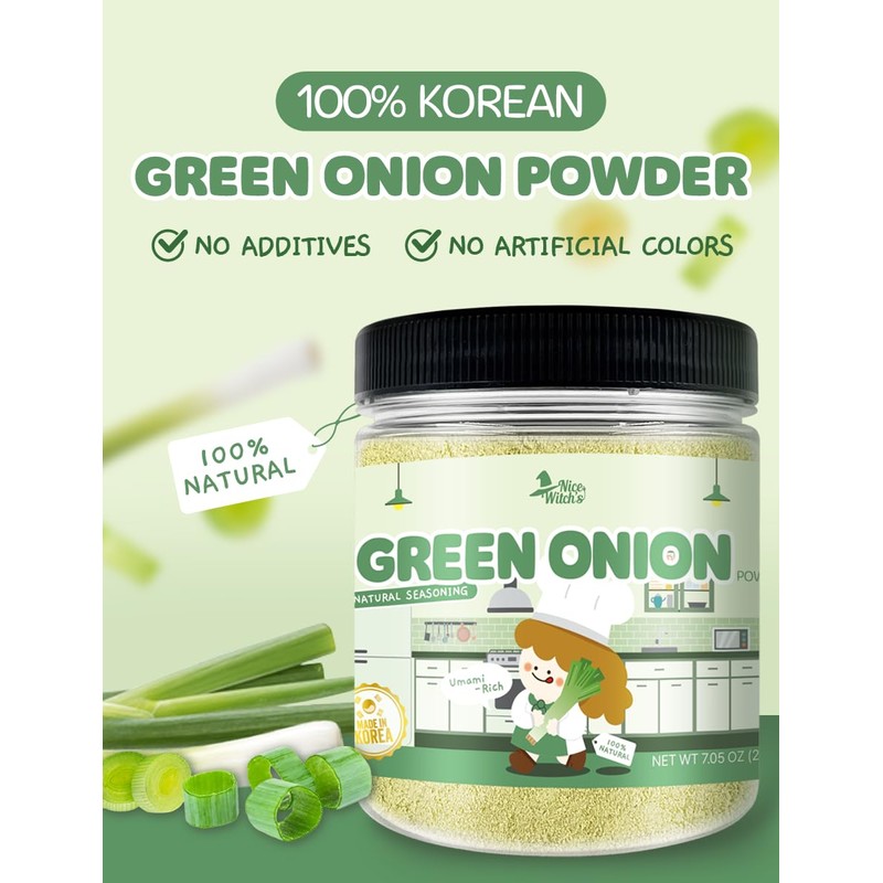 NICE WITCH'S Korean 100% Pure Green Onion Powder 7.05oz /