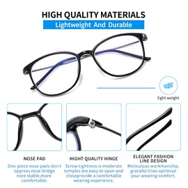 Suertree Blue Light Filter Distance Glasses Light Short-Sighted Glasses Fashion Myopia Glasses TR90 for Men and Women Black -5.5 Dioptres
