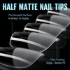 TOMICCA Extra Short Coffin Nail Tips, Half Matte Full Cover