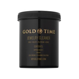 Gold Time Liquid Jewelry Cleaner Kit – Safe for Gold, Silver, Platinum, and Gemstones – Includes Basket, Brush, and Eco-Friendly Cleaning Solution