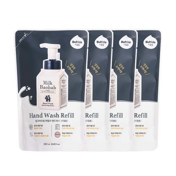 Milk Baobab Family Hand Wash Refill 250ml 4pcs / 밀크바오밥