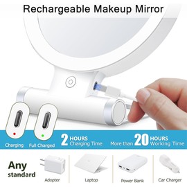 MIYADIVA 30X Magnifying Mirror with Light, Double Sided Makeup Mirror with Lights, Touch Switch Vanity Mirror with 3 Color, Adjustable Portable Travel Mirror