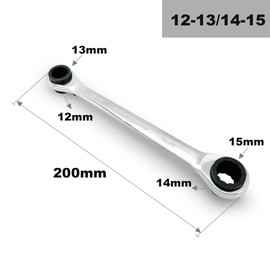 LEPEVNEY Ratcheting Wrench 4-In-1 Double Box End Wrench Ratchet Spanner, Flex Head Ratcheting Wrench, Reversible Ring Ratchet Wrench 12x13-14x15mm Chrome Vanadium Steel