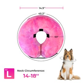 Dog Cone, Uadonile Inflatable Cone Collar for Dogs and Cats, Dog Neck Collar Recovery E-Collar Alternative After Surgery, Elizabethan Collar for Dogs Recovery(Tie-dye Rose Purple, L)