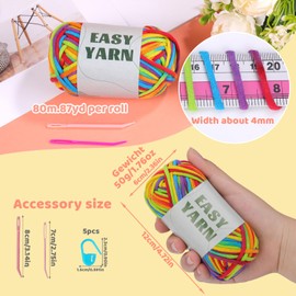 50g Rainbow Beginner Crochet Yarn for Crocheting and Knitting, Rainbow Yarn for Beginners, Beginner Crochet Yarn with Easy-to-See Stitches, Rainbow Color Yarn for Beginners Crochet Kit