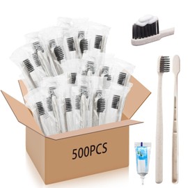 Uiifan 500 Sets Disposable Toothbrushes Bulk with Toothpaste Individually Wrapped Travel Toothbrush Set Homeless Supplies Manual Soft Bristle Toothbrushes for Home Hotel Office School Camping