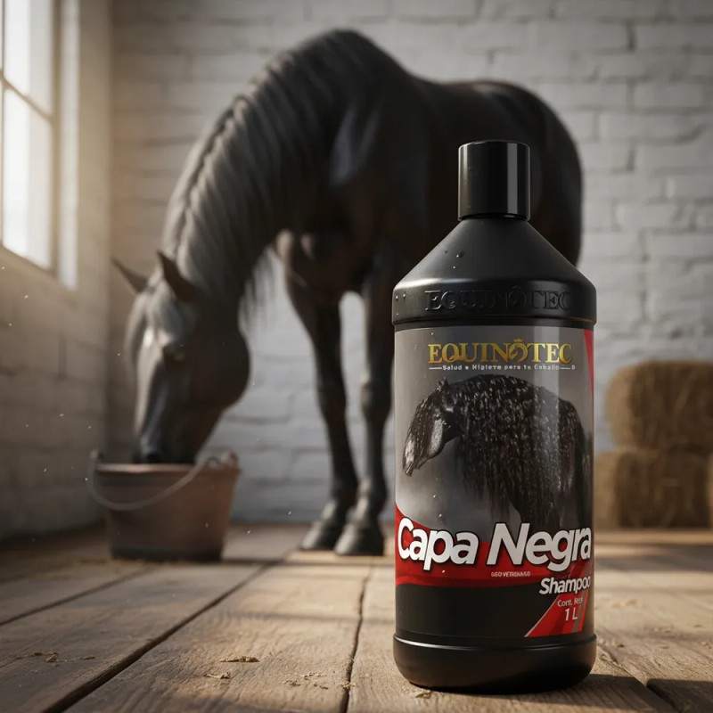 Shampoo Capa Negra 1l Equinotec Para Caballos