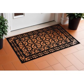 HomeRoots 24" X 36" Black Rubber Outdoor Door Mat
