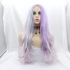 Angle Lucky Long Wavy Rainbow Wig Purple Green Pink Blonde
