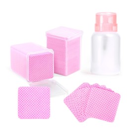400pcs Lint Free Nail Wipes with Dispenser Pink Gel Nail Polish Remover Wipes with Nail Polish Remover Pump SHEERBLISS Lash Extensions Glue Cleaning Wipes with Lockable Acetone Pump Dispenser 220ml