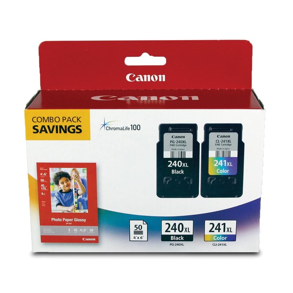 Canon PG-240XL/CL-241XL with Photo Paper 50 Sheets Compatible to MG2120, MG3120, MG4120, MX512, MX432, MX372, MX522, MX452, MX392, MG2220, MG3220, MG4220, MG3520, MG3620, TS5120