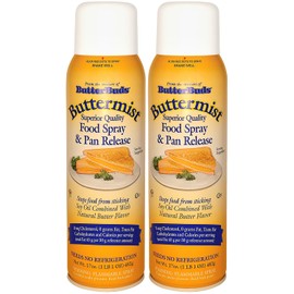 Butter Buds Buttermist 2-Pack – Food Spray & Pan Release High-Smoke Point Cooking Oil Spray Made Natural Butter Flavor, 17 Oz Ea
