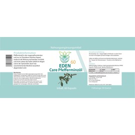 VITARAGNA Eden Care Peppermint Oil Capsules 60, Particularly Good Compatibility Thanks to Gastric Juice-Resistant Peppermint Oil Capsules, Vegan