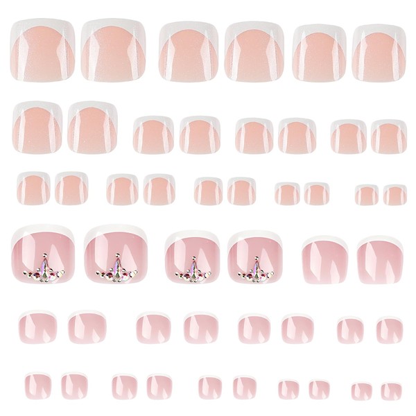 MWOOT 48 Pieces (2 Packs) Artificial Toenail Tips, Full Surface