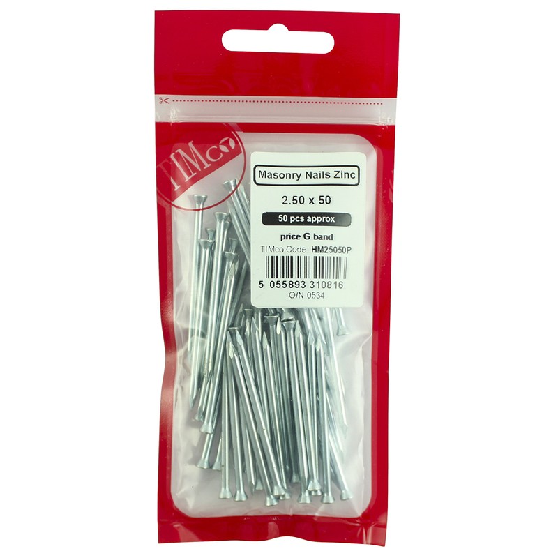 TIMco HM25050P Zinc Plated Masonry Nails 2.5 x 50 -