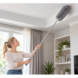 Extendable Microfiber Duster for High & Hard-to-Reach Areas – Retractable Washable Dust Brush for Ceilings & Home Cleaning
