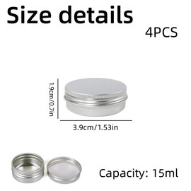 SSRDFU 4 Pieces Aluminium Jars - Empty Cream Jars, Empty Containers, Small Tins Metal, Tin, Cream Jars, Travel, Portable, Small Metal Tin with Screw Lid for Cream, Lotion, Masks, Storage (15 ml)