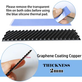 Hodyludy M.2 2280 SSD Heatsink Graphene Coating Copper Heat Sink, 70x20x2mm Laptop NVMe M.2 Heatsink with Silicone Thermal Pad for 2280 M2 SSD Laptop