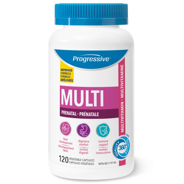 Progressive Multivitamin, Prenatal Formula (with Folic Acid, DHA, Cranberry & Ginger), 120 Vegetable Capsules (New Formula)