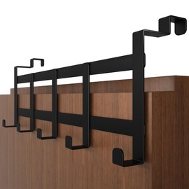 4smile Door Coat Rack for Hanging Inside - Black Door Coat Rack for Back Door with Non-Slip and Felt Pads - Space Saving Door Hooks as Coat Hooks Door Inside