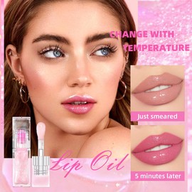 Hydrating Lip Gloss Transparent Lip Care,Magic Color Changing Moisturizing Lip Glow Oil Plumping Glimmer Glow Lipstick, Long Lasting Non-sticky Fresh Texture Lip Oil(Q2394-5#Change Color)