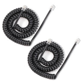 Awishwell Telephone Cord 25FT Uncoiled/ 3.1FT Coiled, 2 Pack Phone Cord, RJ9 Long Phone Cord for Landline, Black Curly Handset Cord for Corded Landline Phone, Use in Ofiice/Home