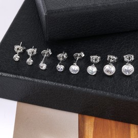 Ash's Choice Women's Gold Stud Earrings, 6 Pairs, Multipack, Small Mini Earrings, 14 Carat Gold-Plated, Ball, Heart, 925 Silver Earrings, Glitz Cubic Zirconia, Cartilage, Cubic Zirconia