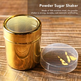 304 Stainless Steel Powder Shaker, Rust Resistance Gold Fine Mesh Powder Sugar Shaker Sprays Tools Spice Jar Cooking Seasoning Bottlefor Kitchen