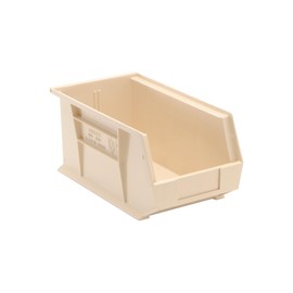 Aviditi BINP1487VAVI Plastic Stack/Hang Storage Bin Containers, 14-3/4" x 8-1/4" x 7", Ivory, Pack of 12, For Organizing Homes, Offices, Garages and Classrooms