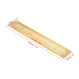 PATIKIL 10 x 2 Inch Door Air Vent Cover, Aluminum Grille Ventilation Cover Louvered with Mounting Screws for Cabinet Wardrobe Door, Gold Tone